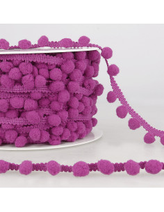 Galon petits pompons, violine