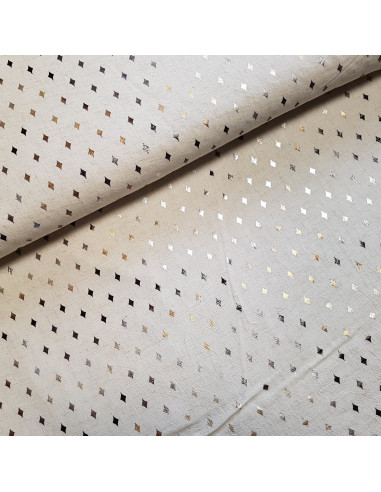 Tissu, Losanges Lurex, Laize 130 cm, Viscose et Lin 179g/m²