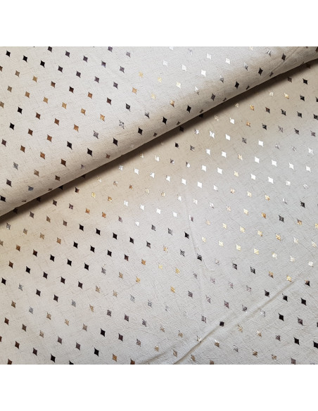 Tissu, Losanges Lurex, Laize 130 cm, Viscose et Lin 179g/m²