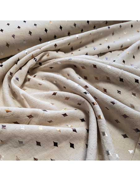 Tissu, Losanges Lurex, Laize 130 cm, Viscose et Lin 179g/m²