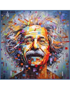Tissu, Simili Cuir Imprimé, Motif Einstein, Panneau 45x45 cm, Simili Cuir
