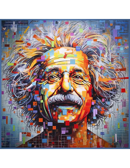 Tissu, Simili Cuir Imprimé, Motif Einstein, Panneau 45x45 cm, Simili Cuir