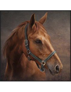 Panneau carré simili cuir, le cheval