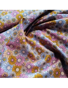 Tissu, Popeline de Coton Fleurie, Violettes, Laize 150 cm, 100% Coton 165g/ml 2