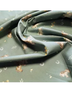 Tissu, Popeline de Coton, Petits Poneys Vert Sauge, Laize 150 cm, 100% Coton 150g/m² 2
