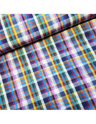 Tissu, Madras Multicolore, Multicolore, Laize 145 cm, 100% Coton