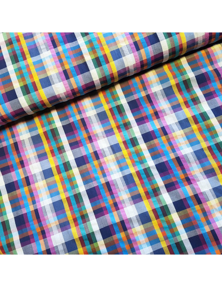 Tissu, Madras Multicolore, Multicolore, Laize 145 cm, 100% Coton