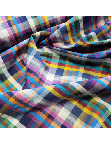 Tissu, Madras Multicolore, Multicolore, Laize 145 cm, 100% Coton