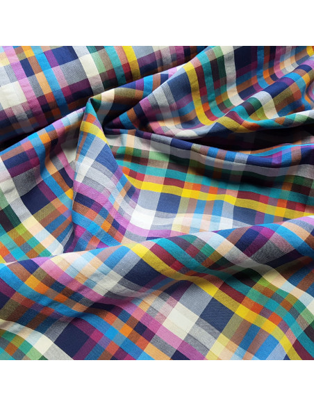 Tissu, Madras Multicolore, Multicolore, Laize 145 cm, 100% Coton