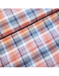 Tissu, Madras Lurex, Rose Bleu, Laize 145 cm, 93% Coton 7% Lurex