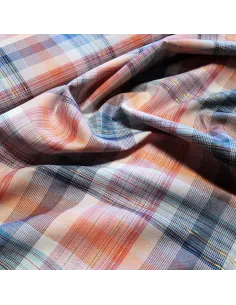 Tissu, Madras Lurex, Rose Bleu, Laize 145 cm, 93% Coton 7% Lurex 2