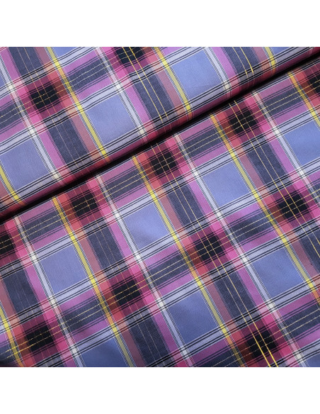 Tissu madras lurex, violet rose