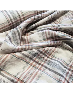 Tissu, Madras, Beige Terracotta, Laize 135 cm, 99% Coton 1% Elasthanne 2
