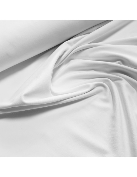 Tissu, Jersey de Coton Uni, Blanc, Laize 145 cm, Coton Stretch Oeko-Tex
