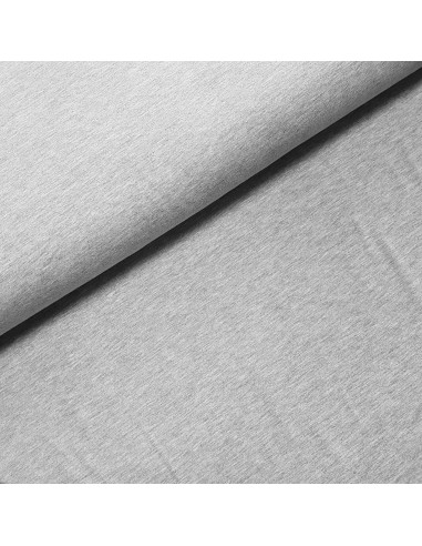 Tissu, Jersey de Coton Uni, Gris Chiné, Laize 145 cm, Coton Stretch Oeko-Tex