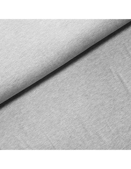 Tissu, Jersey de Coton Uni, Gris Chiné, Laize 145 cm, Coton Stretch Oeko-Tex