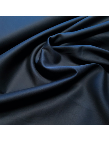 Tissu, Satin de Coton Uni, Bleu Marine, Laize 150 cm, 100% Coton 115g/m²