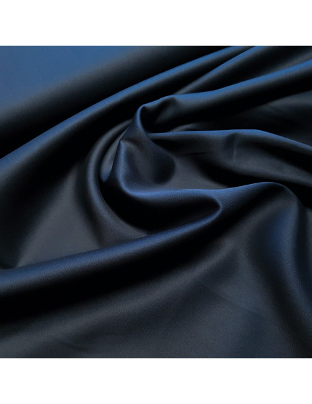 Tissu, Satin de Coton Uni, Bleu Marine, Laize 150 cm, 100% Coton 115g/m²