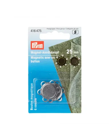Bouton magnétique à coudre Prym 25 mm argent | Zephyr Tissus