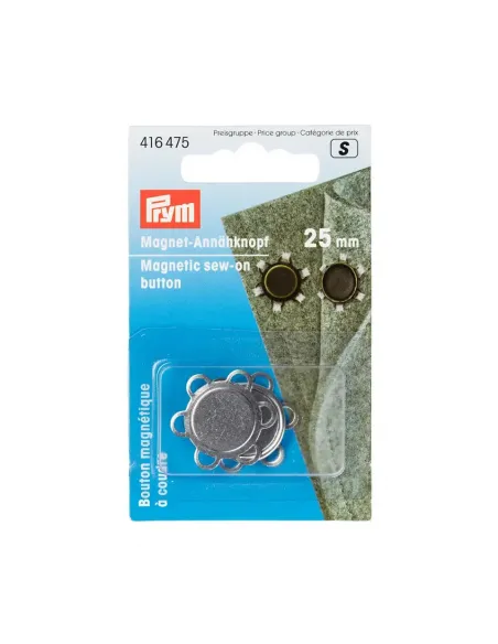 Bouton magnétique à coudre Prym 25 mm argent | Zephyr Tissus