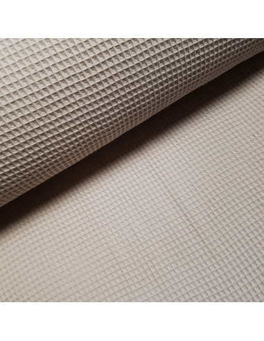 Tissu, Nid d'Abeille Uni, Beige Lin, Laize 150 cm, 100% Coton 230g/m²