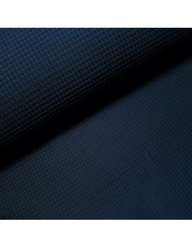Tissu, Nid d'Abeille Uni, Bleu Marine, Laize 150 cm, 100% Coton 230g/m²