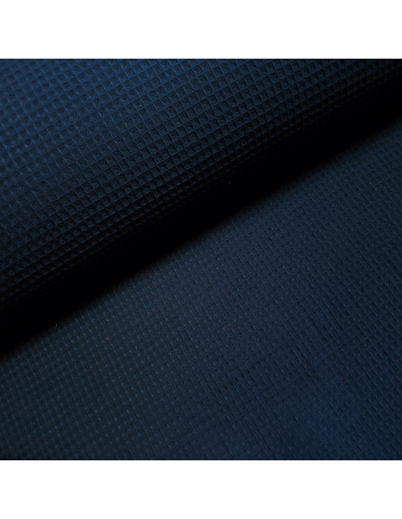 Tissu, Nid d'Abeille Uni, Bleu Marine, Laize 150 cm, 100% Coton 230g/m²