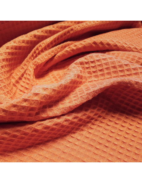 Tissu, Nid d'abeille Uni, Rose Flamingo, Laize 150 cm, 100% Coton 230g/ml