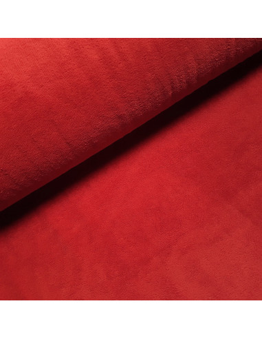Tissu, Éponge de Bambou Doudou Double Face, Rouge, Laize 150 cm, 60% Bambou 250g/m²