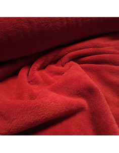 Tissu, Éponge de Bambou Doudou Double Face, Rouge, Laize 150 cm, 60% Bambou 250g/m² 2