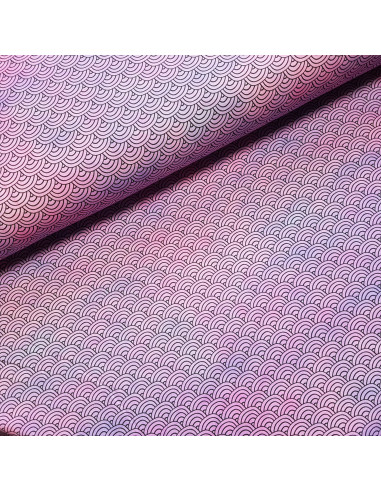 Tissu, Jersey de Coton Imprimé Vagues Manga, Esprit Japonais, Laize 140 cm, Coton Stretch Oeko-Tex
