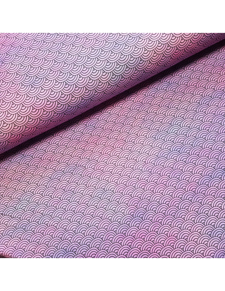 Tissu, Jersey de Coton Imprimé Vagues Manga, Esprit Japonais, Laize 140 cm, Coton Stretch Oeko-Tex