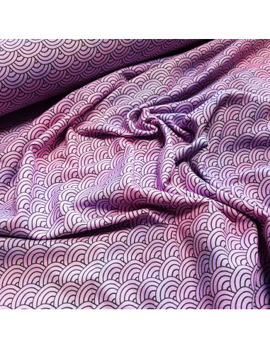 Tissu, Jersey de Coton Imprimé Vagues Manga, Esprit Japonais, Laize 140 cm, Coton Stretch Oeko-Tex