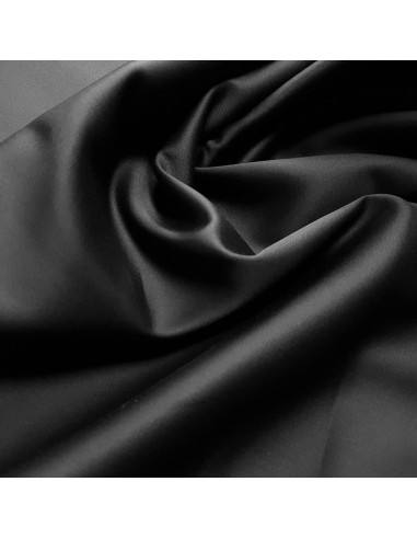 Tissu, Satin de Coton Uni, Noir Intense, Laize 150 cm, 100% Coton 115g/m²