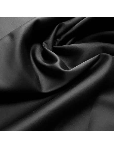 Tissu, Satin de Coton Uni, Noir Intense, Laize 150 cm, 100% Coton 115g/m²