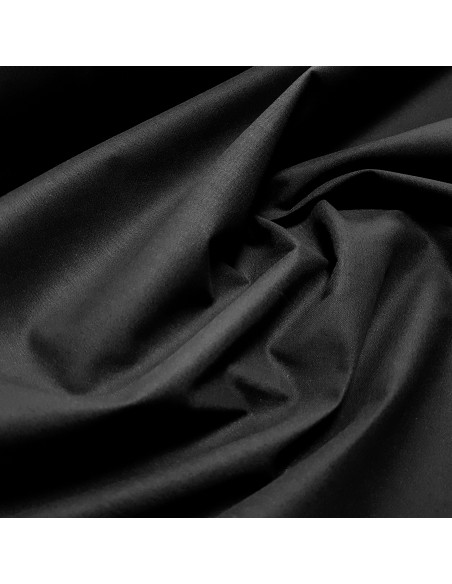 Tissu, Cretonne de Coton Unie, Noir Intense, Laize 150 cm, 100% Coton 150g/m²