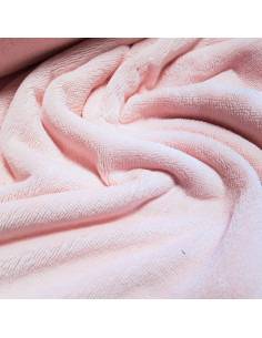 Tissu, Éponge de Bambou Doudou Double Face, Rose Layette, Laize 150 cm, 60% Bambou 30% Polyester 10% Coton 2