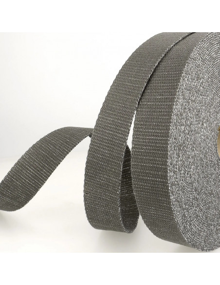 Sangle lurex, 30mm, gris argent
