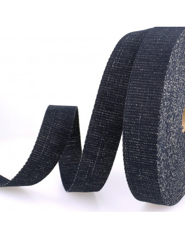 Sangle lurex, 30mm, bleu marine