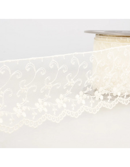 Broderie sur tulle, 70mm, écru
