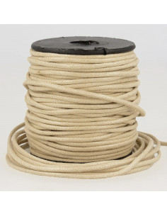 Cordon coton ciré, aspect cuir, 2mm, beige