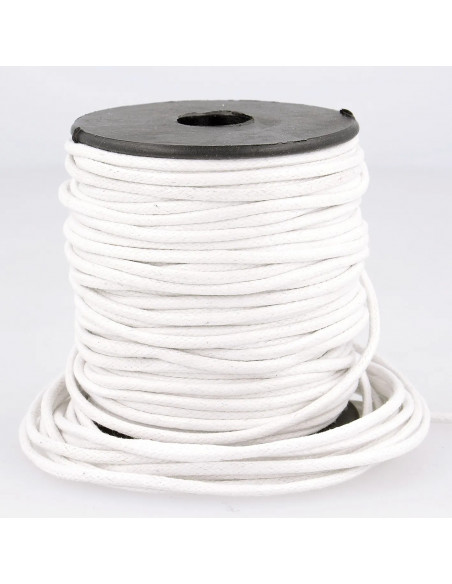Cordon coton ciré, aspect cuir, 2mm, blanc