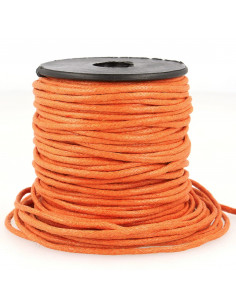 Cordon coton ciré, aspect cuir, 2mm, orange