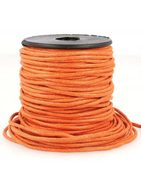 Cordon coton ciré, aspect cuir, 2mm, orange