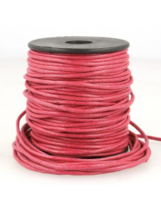 Cordon coton ciré, aspect cuir, 2mm, rose