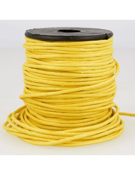 Cordon coton ciré, aspect cuir, 2mm, jaune