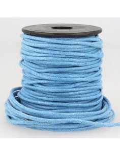 Cordon coton ciré, aspect cuir, 2mm, bleu