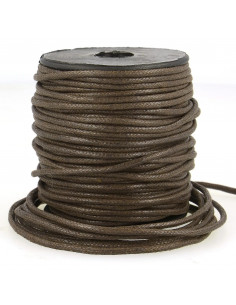 Cordon coton ciré, aspect cuir, 2mm, marron
