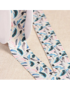 Biais tout textile, plumes, beige