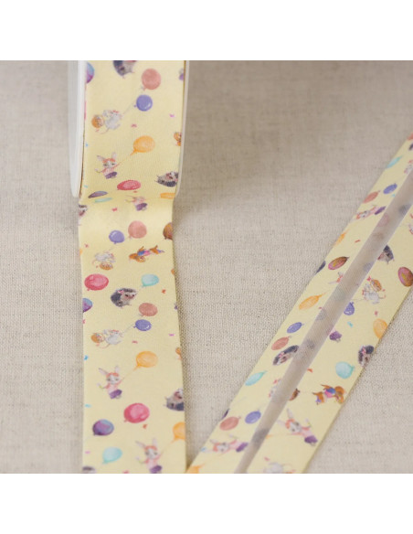 Biais tout textile, écureuils et souris, jaune